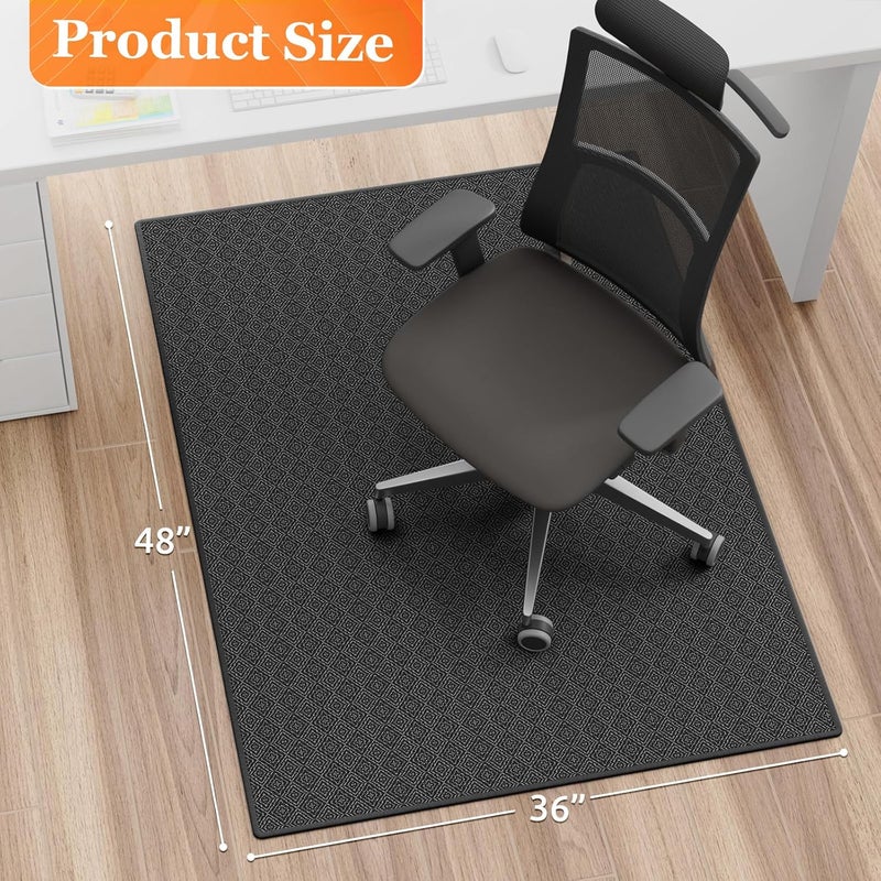 KMAT Office Chair Mat, 36x48in Heavy Duty Hardwood/Tile Floor Protector, Floor Mat Computer Desk Mat for Rolling Chairs, Work, Study, Office, Black - Image 2